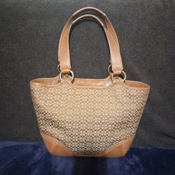 Vintage Coach Soho Classic Brown Signature C Camel Tan Leather Sm Tote Bag - Picture 15 of 15